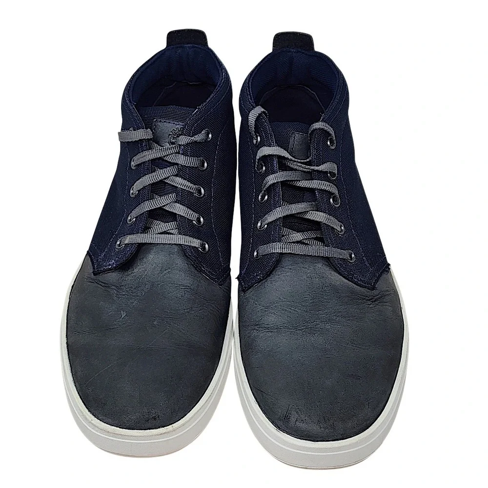 Timberland Chukka Sneakers 10.5 Men Davis Square Boot Navy Blue Gray Mixed Media